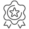 an icon of a rosette with a star inside